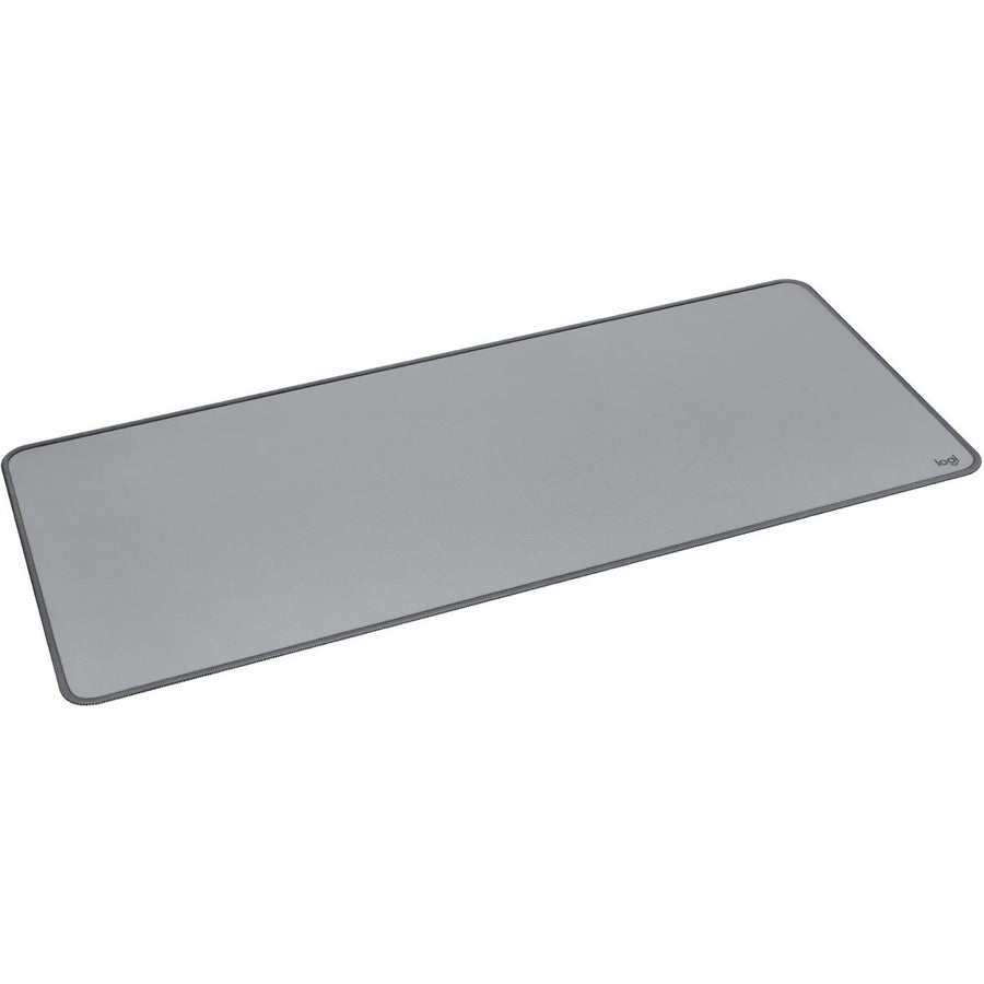 Logitech Desk Mat Studio Series (Mid Gray) – Large Spill-Resistant Cloth Desk Pad with Anti-Slip Base