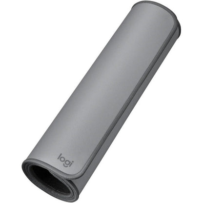 Logitech Desk Mat Studio Series (Mid Gray) – Large Spill-Resistant Cloth Desk Pad with Anti-Slip Base