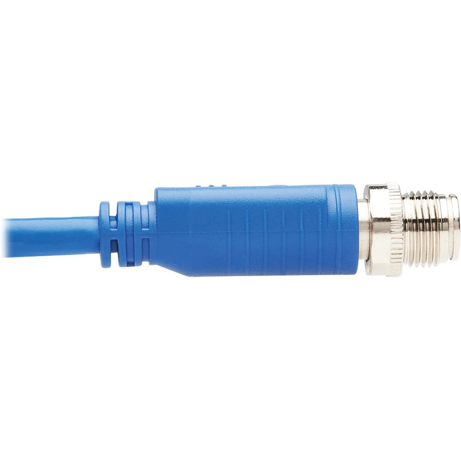 Eaton Tripp Lite Series NM12-602-03M-BL Cat6 Ethernet Cable with M12 X-Code and RJ-45 Connectors, IP68 Waterproof, 9.8 ft, Blue, Supports PoE++