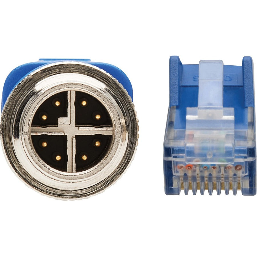 Eaton Tripp Lite Series NM12-602-03M-BL Cat6 Ethernet Cable with M12 X-Code and RJ-45 Connectors, IP68 Waterproof, 9.8 ft, Blue, Supports PoE++