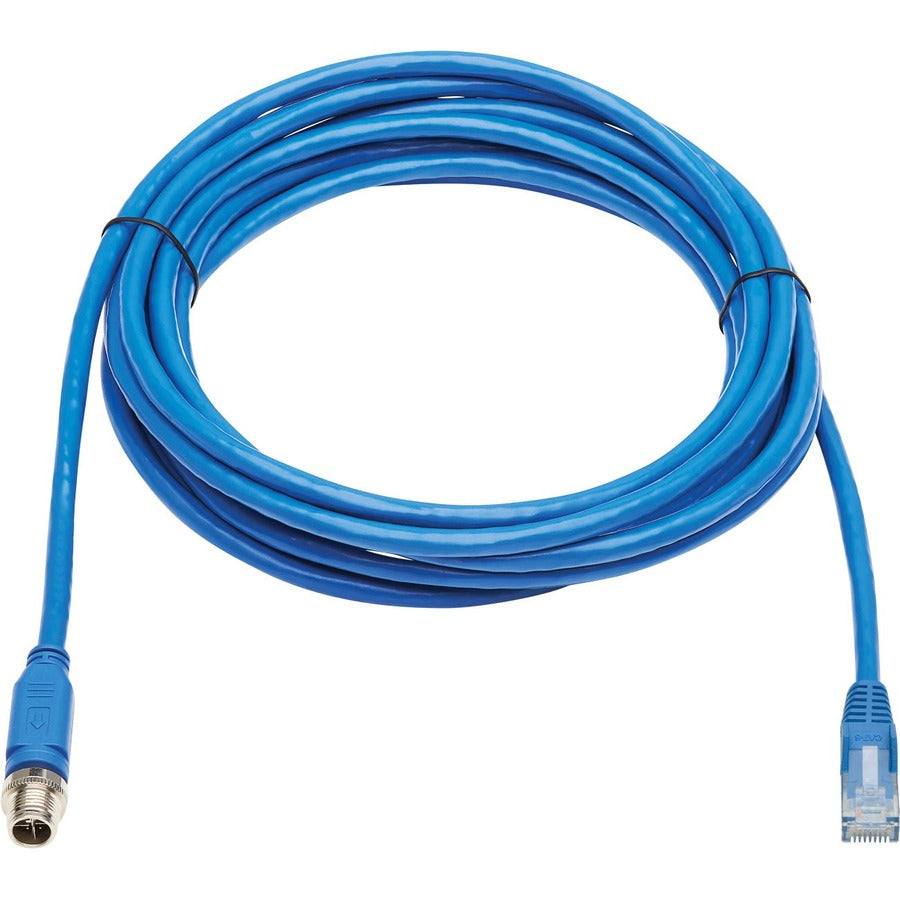 Eaton Tripp Lite Series NM12-602-03M-BL Cat6 Ethernet Cable with M12 X-Code and RJ-45 Connectors, IP68 Waterproof, 9.8 ft, Blue, Supports PoE++