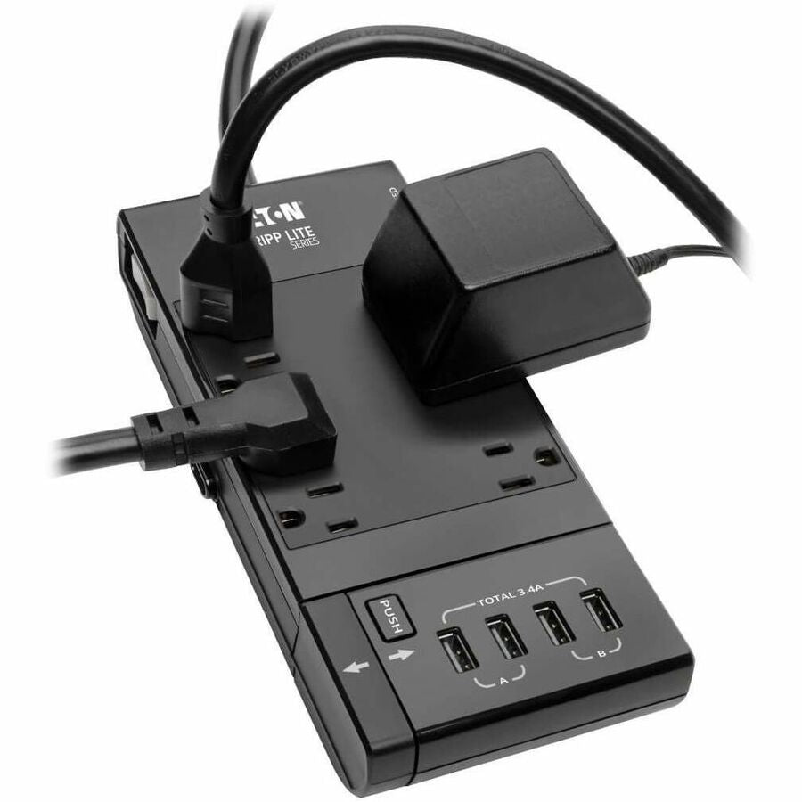 Eaton Tripp Lite Series Safe-IT TLP68UBAM 6-Outlet Surge Protector with Retractable USB Charger