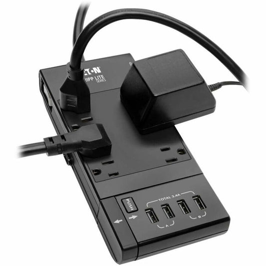 Eaton Tripp Lite Series Safe-IT TLP68UBAM 6-Outlet Surge Protector with Retractable USB Charger