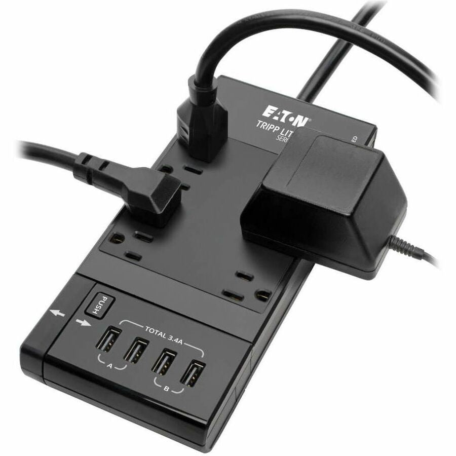 Eaton Tripp Lite Series Safe-IT TLP68UBAM 6-Outlet Surge Protector with Retractable USB Charger