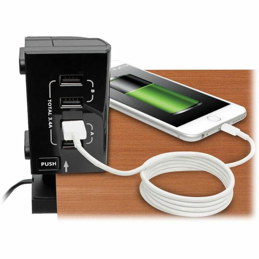 Eaton Tripp Lite Series Safe-IT TLP68UBAM 6-Outlet Surge Protector with Retractable USB Charger