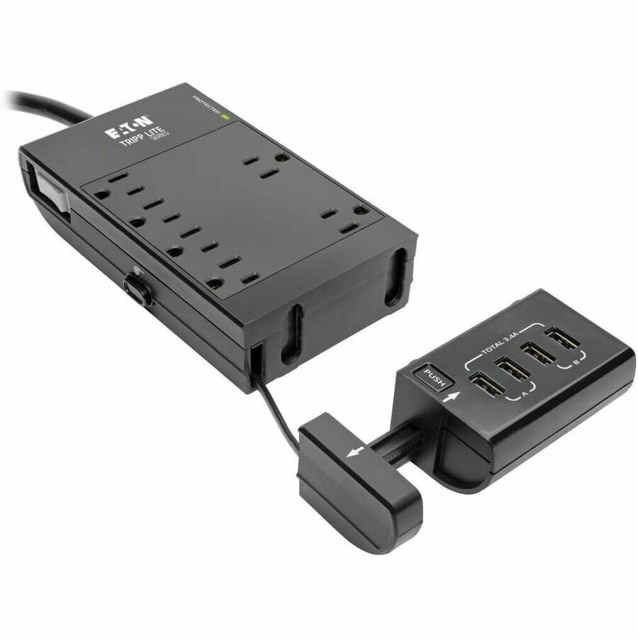 Eaton Tripp Lite Series Safe-IT TLP68UBAM 6-Outlet Surge Protector with Retractable USB Charger