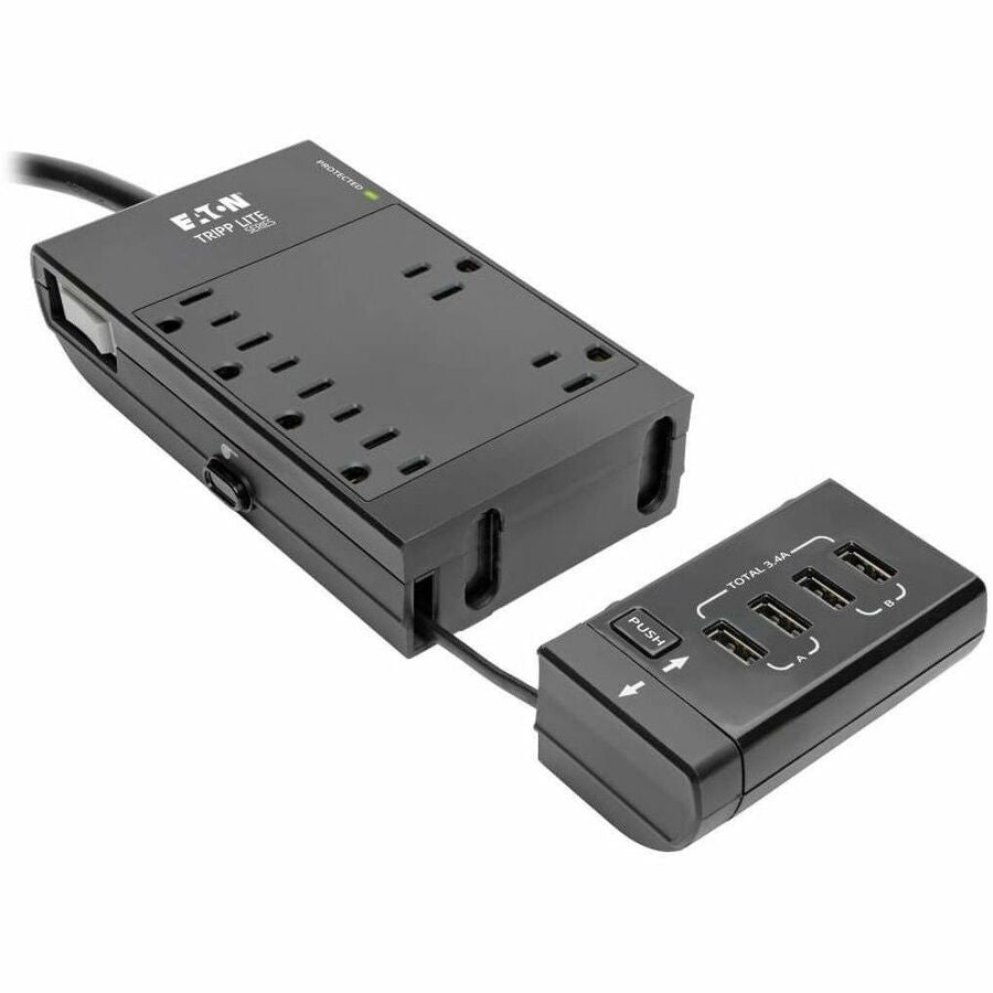 Eaton Tripp Lite Series Safe-IT TLP68UBAM 6-Outlet Surge Protector with Retractable USB Charger