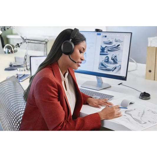 Jabra Evolve2 75 Wireless On-ear Stereo Headset – USB-A, Bluetooth, Noise Cancelling, for Microsoft Teams, Black