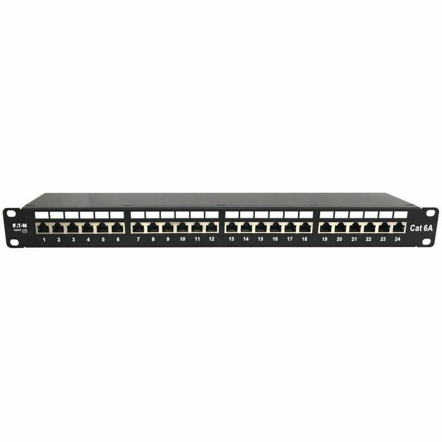 Eaton Tripp Lite Series 24-Port Cat6a Shielded Patch Panel - 10 Gbps, STP, 1U Rack Mount