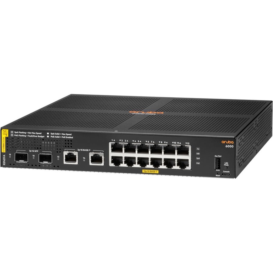 Hewlett Packard Enterprise R8N89A#ABA Aruba CX 6000 48G Class 4 PoE Switch with 12 Ports and 370W Power