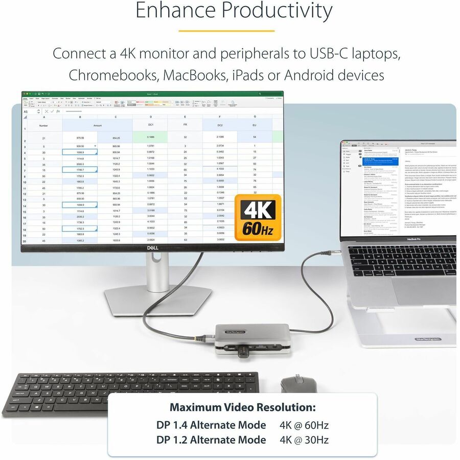StarTech.com USB-C Multiport Adapter with 4K HDMI, Gigabit Ethernet, and USB Hub - Part DKT31CSDHPD3