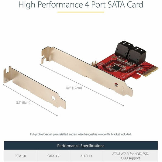 StarTech.com PCIe SATA Card 4 Port PCIe SATA III Controller Part Number 4P6G-PCIE-SATA-CARD