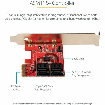 StarTech.com PCIe SATA Card 4 Port PCIe SATA III Controller Part Number 4P6G-PCIE-SATA-CARD