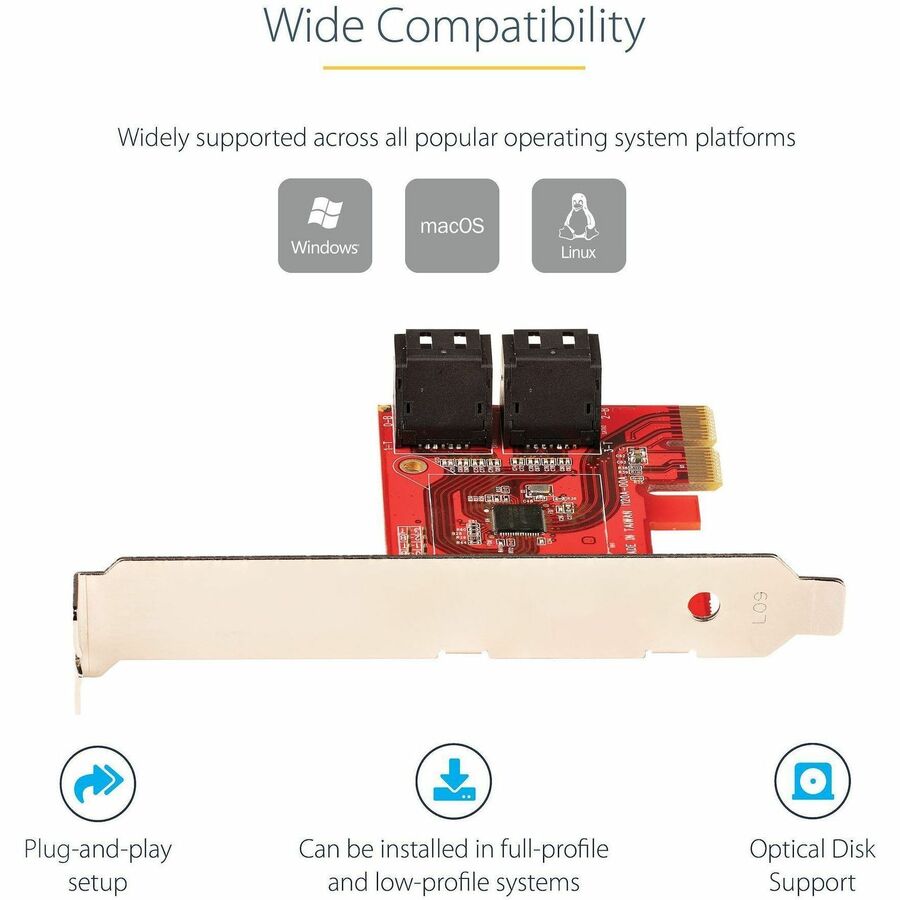 StarTech.com PCIe SATA Card 4 Port PCIe SATA III Controller Part Number 4P6G-PCIE-SATA-CARD