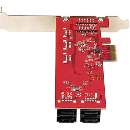 StarTech.com PCIe SATA Card, 10 Port PCIe SATA Expansion Card, 6Gbps SATA Adapter, Stacked SATA Connectors