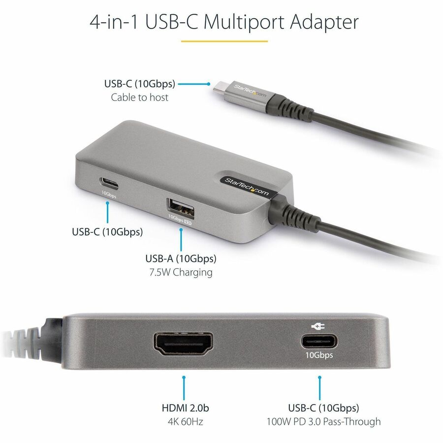 StarTech.com USB-C Multiport Adapter with 4K HDMI and 100W Power Delivery