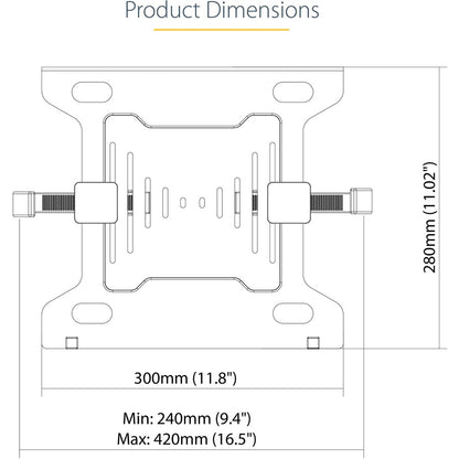StarTech.com VESA Laptop Tray for Adjustable Monitor Arms - Supports Notebooks Up to 10 lbs
