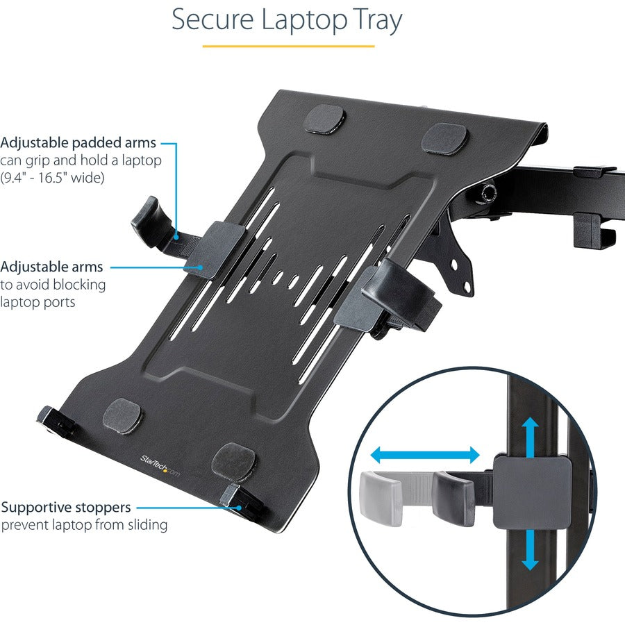 StarTech.com VESA Laptop Tray for Adjustable Monitor Arms - Supports Notebooks Up to 10 lbs