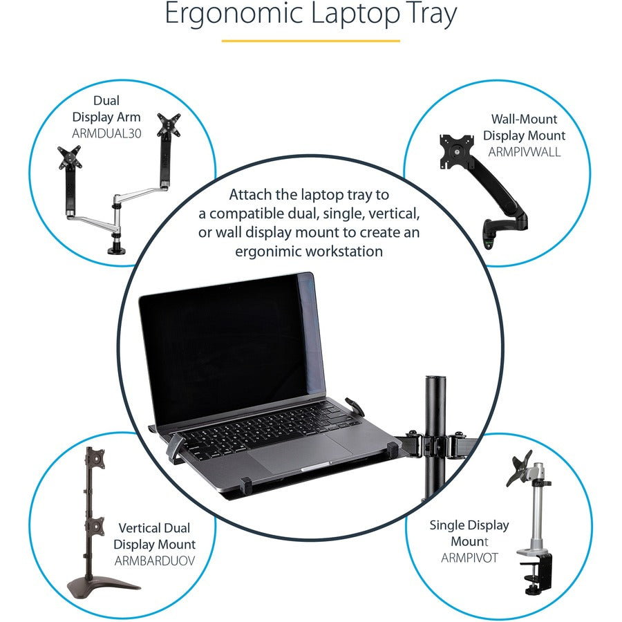 StarTech.com VESA Laptop Tray for Adjustable Monitor Arms - Supports Notebooks Up to 10 lbs