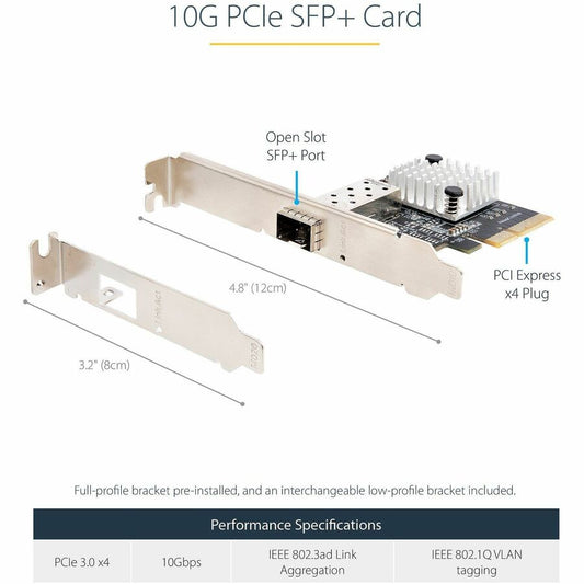StarTech.com 10G PCIe SFP+ Network Card - Single Port 10Gbps Ethernet Adapter with Open SFP+ Slot