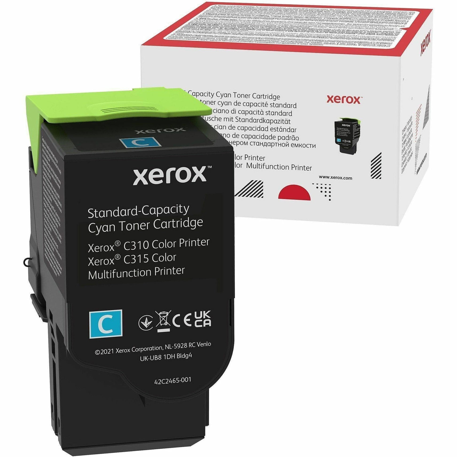 Xerox Genuine Cyan Toner Cartridge 006R04357 for Xerox C310 & C315 Printers - 2000 Pages Yield