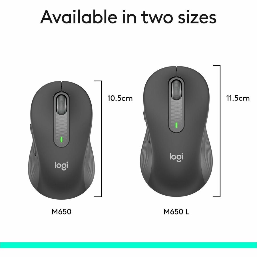 Logitech Signature M650 Wireless Mouse - Contoured Design for Small to Medium Hands, Bluetooth & Logi Bolt, 2-Year Battery Life, SilentClick in Graphite