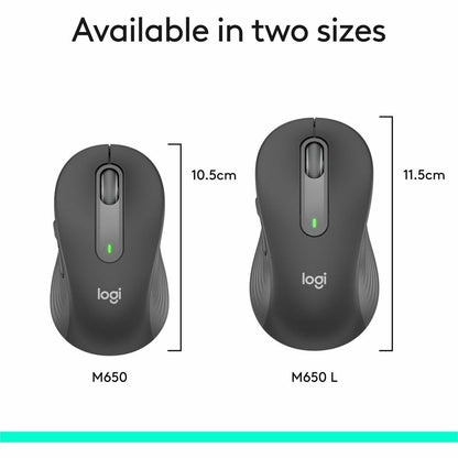Logitech Signature M650 Wireless Mouse - Contoured Design for Small to Medium Hands, Bluetooth & Logi Bolt, 2-Year Battery Life, SilentClick in Graphite