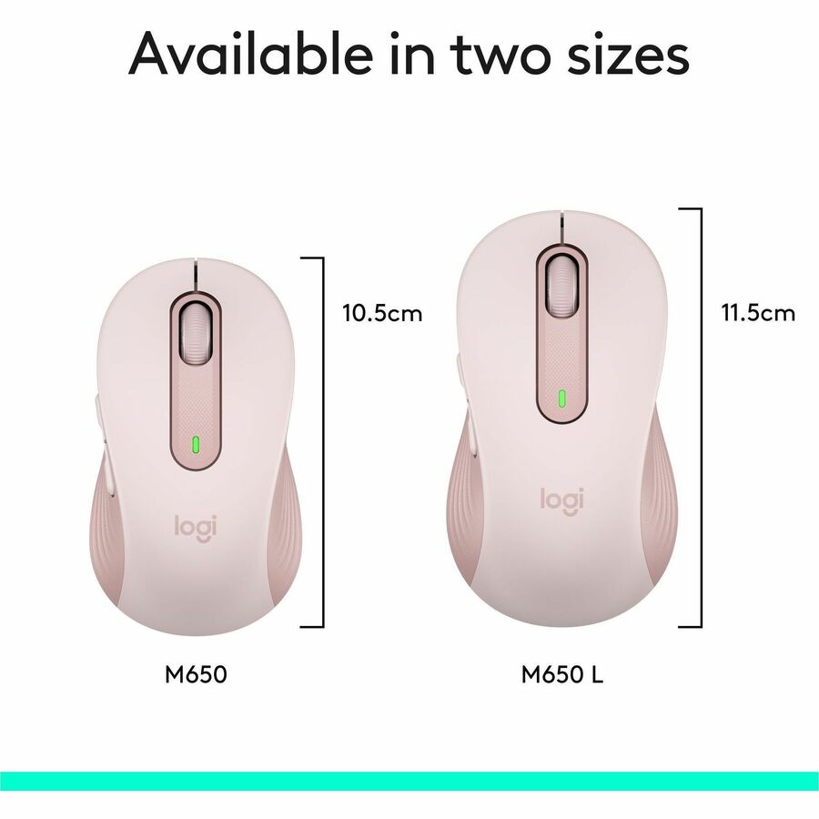 Logitech Signature M650 Wireless Mouse - Small to Medium Hands, Rose, 2-Year Battery Life