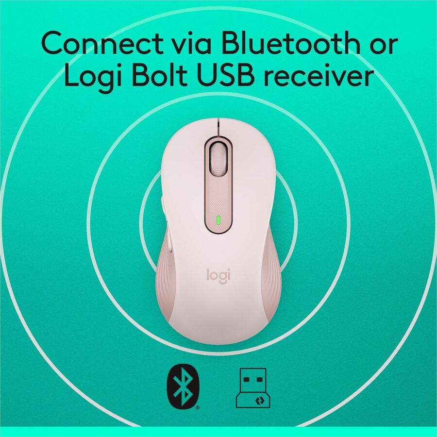 Logitech Signature M650 Wireless Mouse - Small to Medium Hands, Rose, 2-Year Battery Life