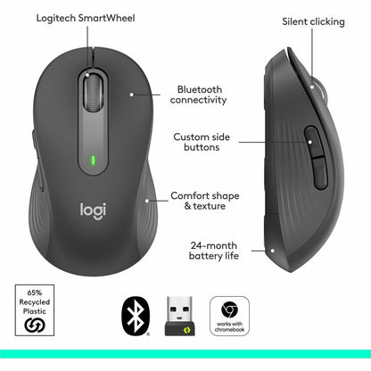 Logitech Signature M650 L Wireless Mouse for Large Hands - 2-Year Battery Life, Silent Clicks, Graphite