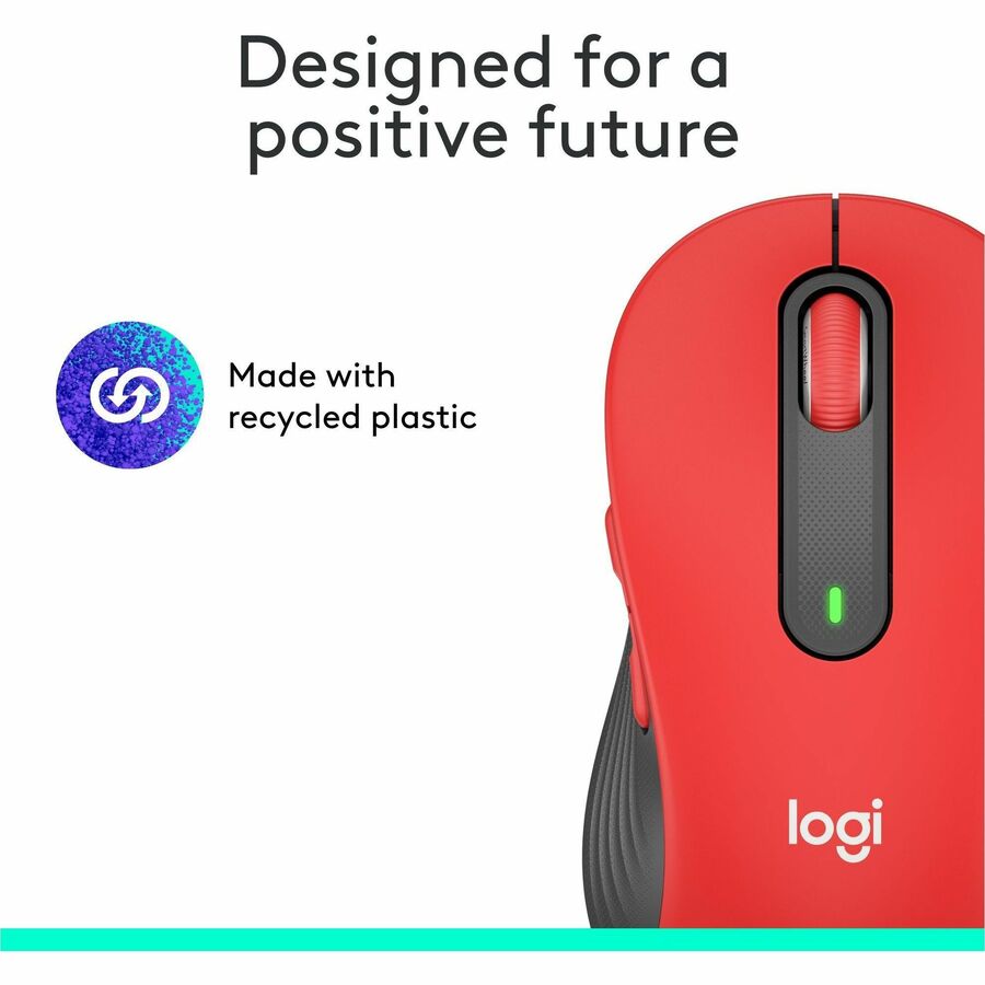 Logitech Signature M650 L Wireless Mouse for Large Hands - Red, 2-Year Battery Life, Silent Clicks, Bluetooth Connectivity