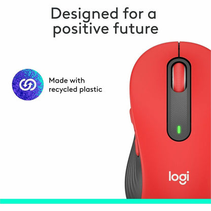 Logitech Signature M650 L Wireless Mouse for Large Hands - Red, 2-Year Battery Life, Silent Clicks, Bluetooth Connectivity