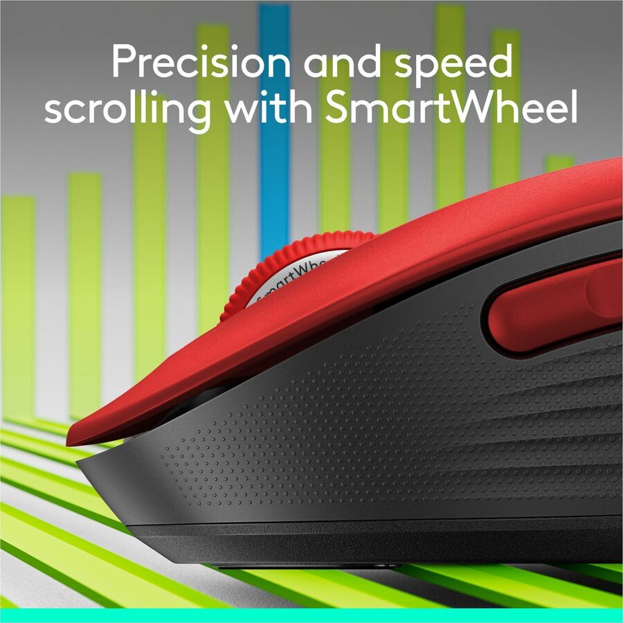 Logitech Signature M650 L Wireless Mouse for Large Hands - Red, 2-Year Battery Life, Silent Clicks, Bluetooth Connectivity