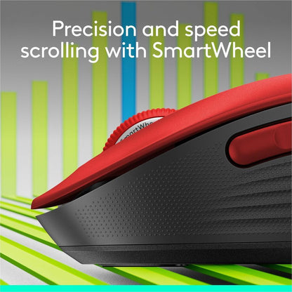 Logitech Signature M650 L Wireless Mouse for Large Hands - Red, 2-Year Battery Life, Silent Clicks, Bluetooth Connectivity