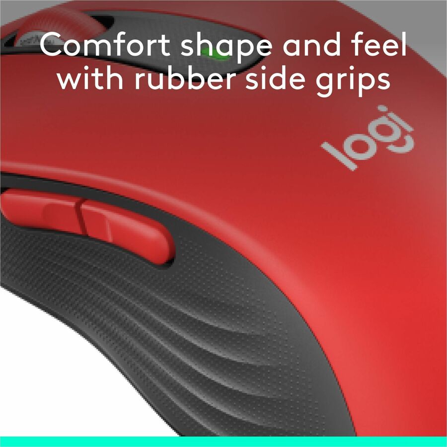 Logitech Signature M650 L Wireless Mouse for Large Hands - Red, 2-Year Battery Life, Silent Clicks, Bluetooth Connectivity