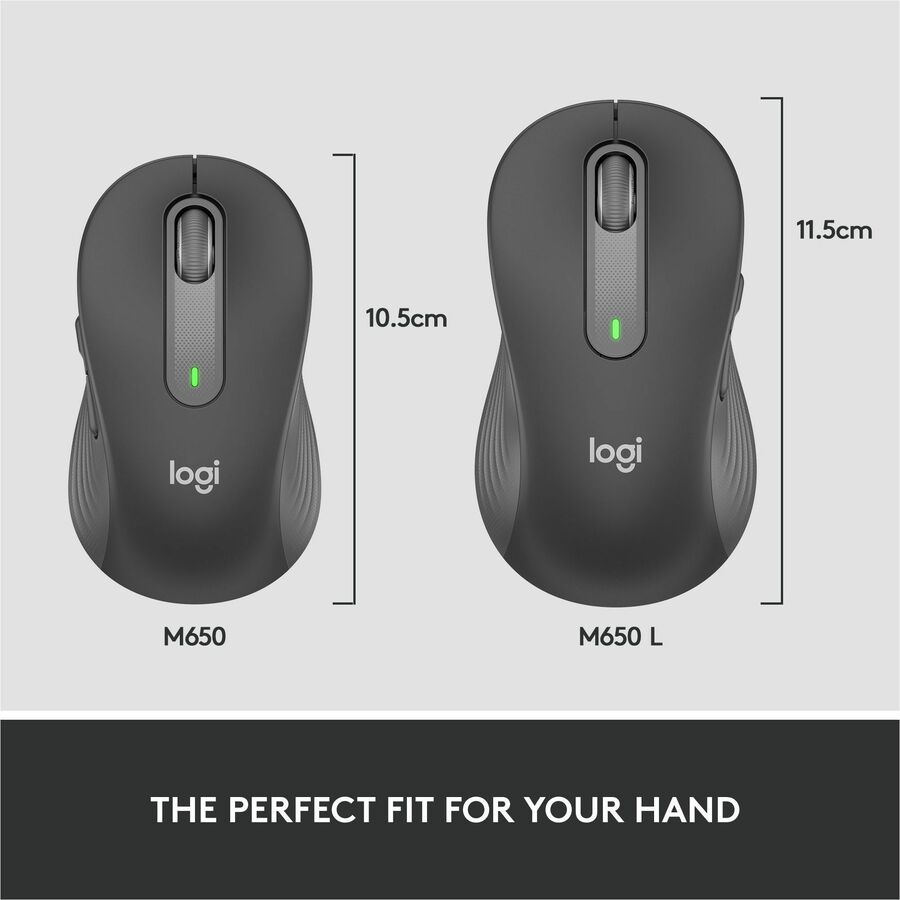 Logitech Signature M650L Wireless Mouse for Large Hands - Bluetooth & Logi Bolt, Graphite