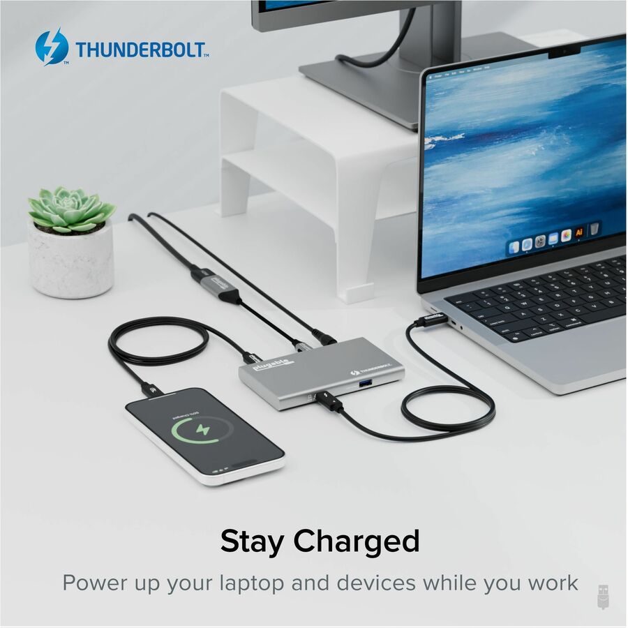 Plugable USB4 Hub, 5-in-1 Thunderbolt 4 Dock with 60W Charging and Dual 4K Support