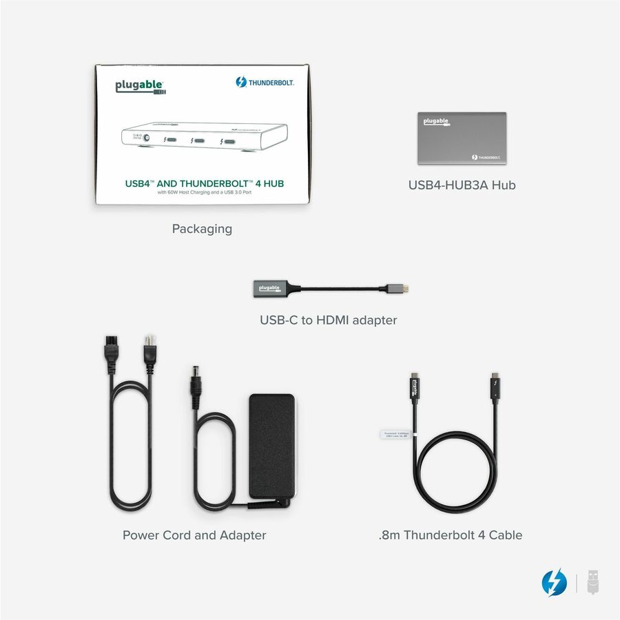 Plugable USB4 Hub, 5-in-1 Thunderbolt 4 Dock with 60W Charging and Dual 4K Support