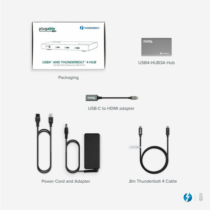 Plugable USB4 Hub, 5-in-1 Thunderbolt 4 Dock with 60W Charging and Dual 4K Support