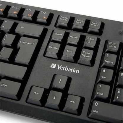 Verbatim America LLC Wired Keyboard (Part No. 70735) with Multimedia Hot Keys and LED Indicators