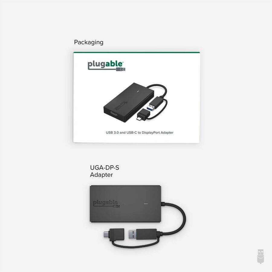 Plugable UGA-DP-S USB-C and USB 3.0 to DisplayPort Adapter for Multi-Monitor Setup