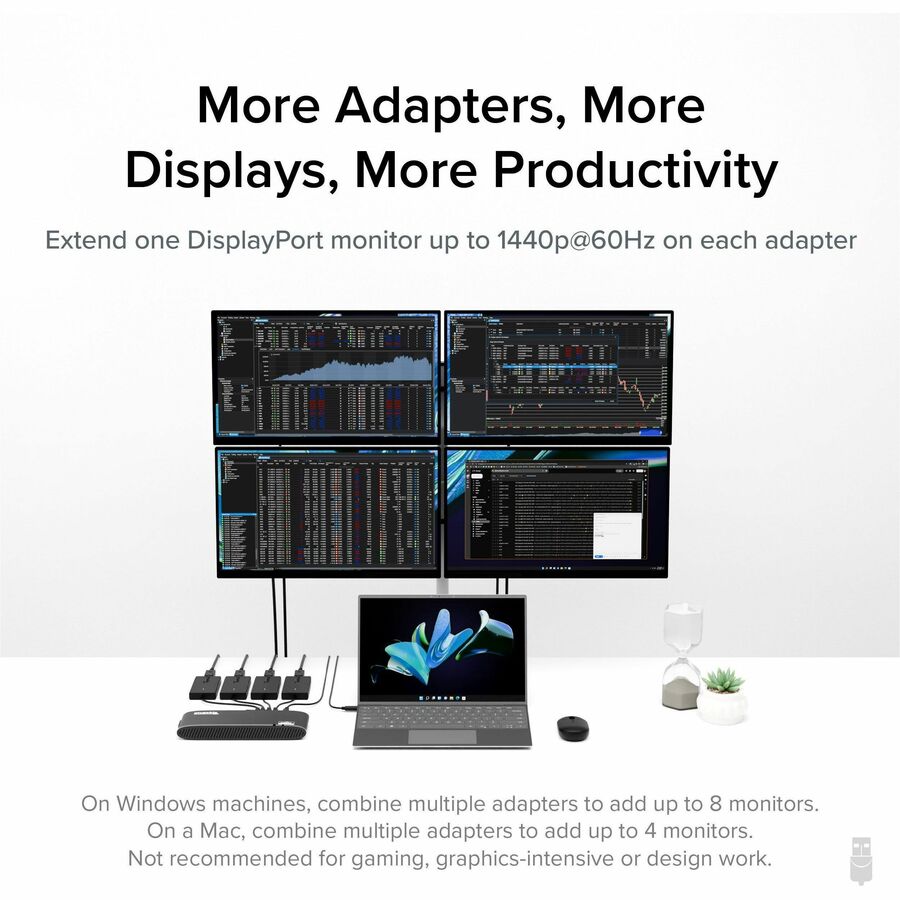 Plugable UGA-DP-S USB-C and USB 3.0 to DisplayPort Adapter for Multi-Monitor Setup