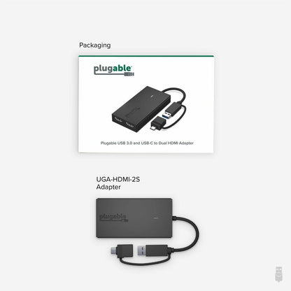 Plugable Technologies UGA-HDMI-2S Dual Monitor Adapter for USB 3.0, USB-C, and Thunderbolt Devices