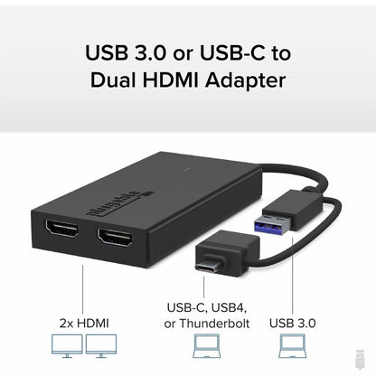 Plugable Technologies UGA-HDMI-2S Dual Monitor Adapter for USB 3.0, USB-C, and Thunderbolt Devices