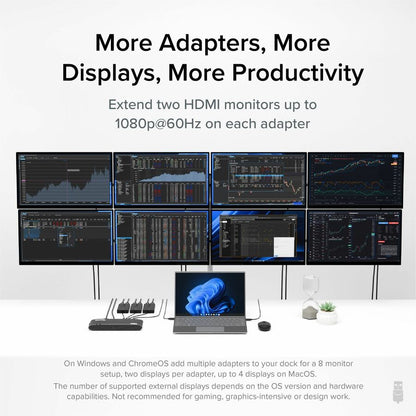 Plugable Technologies UGA-HDMI-2S Dual Monitor Adapter for USB 3.0, USB-C, and Thunderbolt Devices
