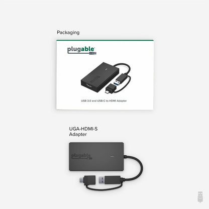 Plugable UGA-HDMI-S USB-C and USB 3.0 to HDMI Adapter for Multi-Monitor Setup