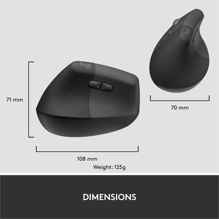 Logitech Lift for Business Left-Handed Vertical Ergonomic Mouse - Wireless Bluetooth & Logi Bolt USB