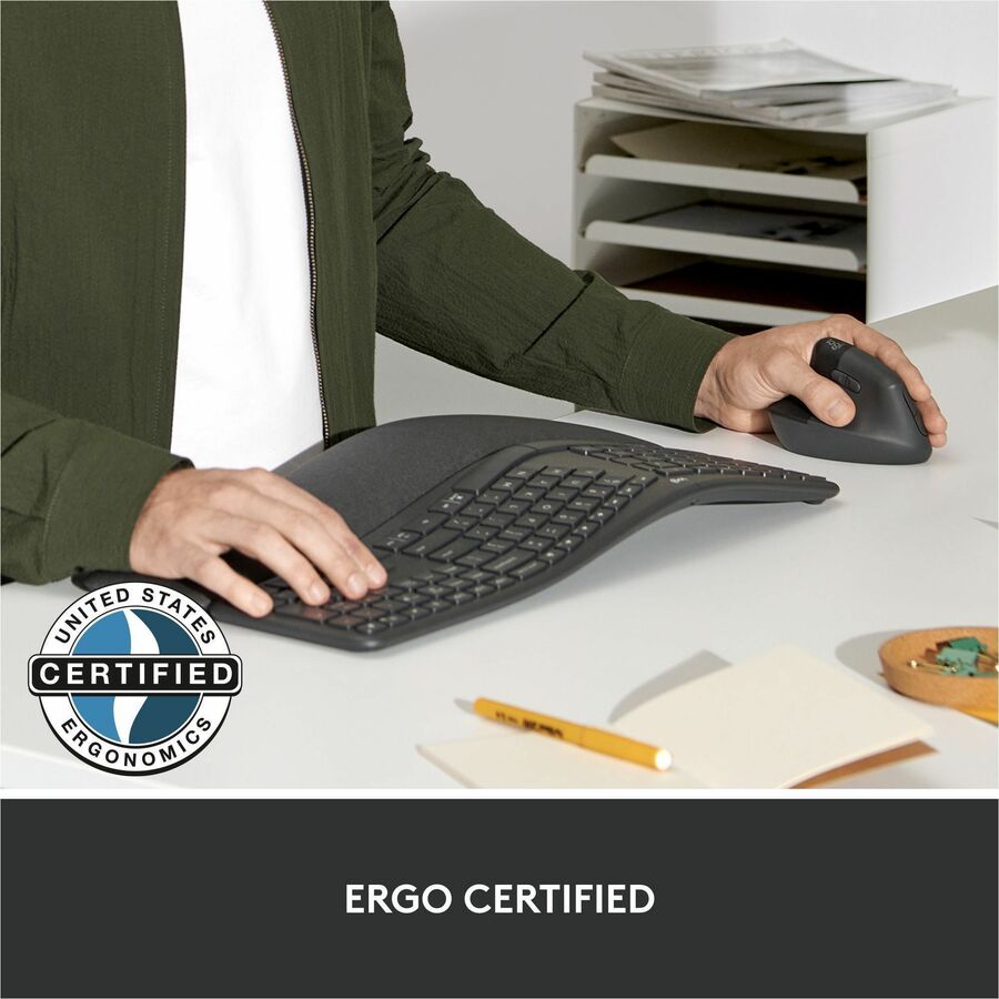 Logitech Lift for Business Left-Handed Vertical Ergonomic Mouse - Wireless Bluetooth & Logi Bolt USB