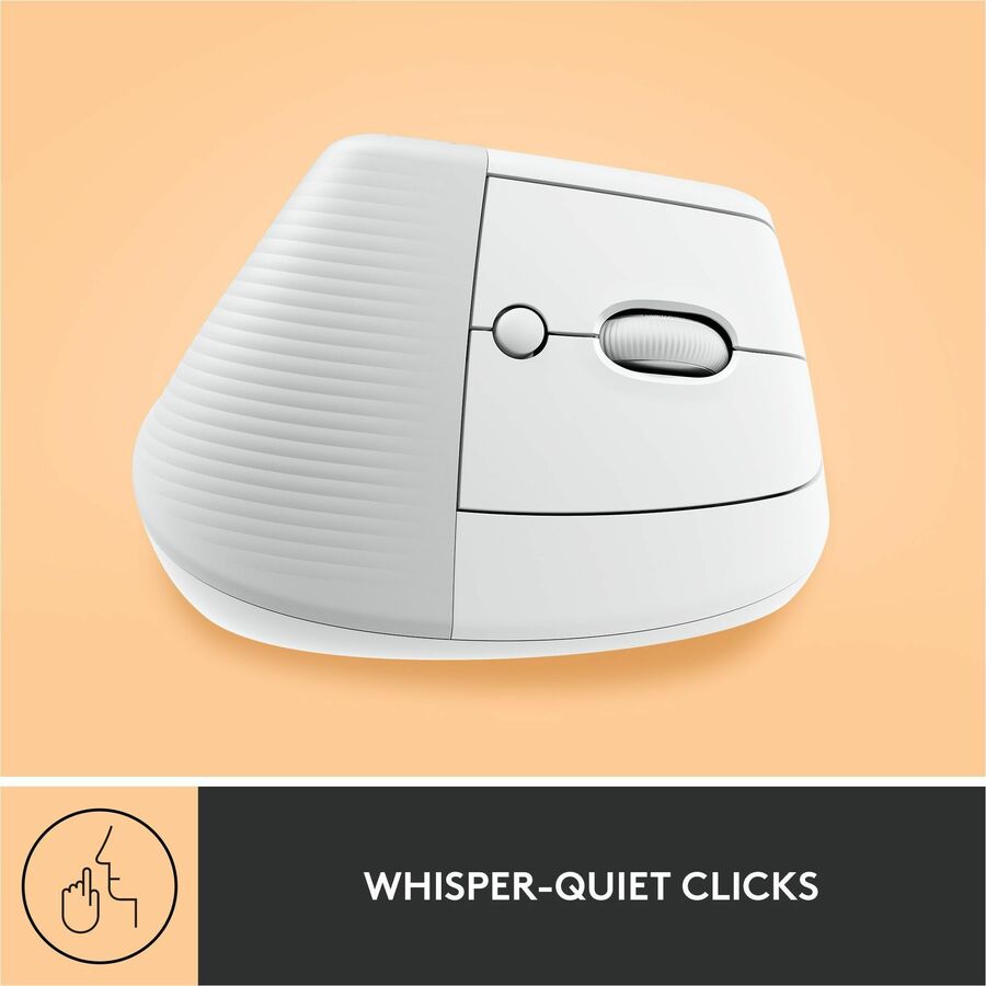 Logitech Lift Vertical Ergonomic Mouse - Wireless, Bluetooth & Logi Bolt USB, Quiet Clicks, Small/Medium Right-Hand, Off-White