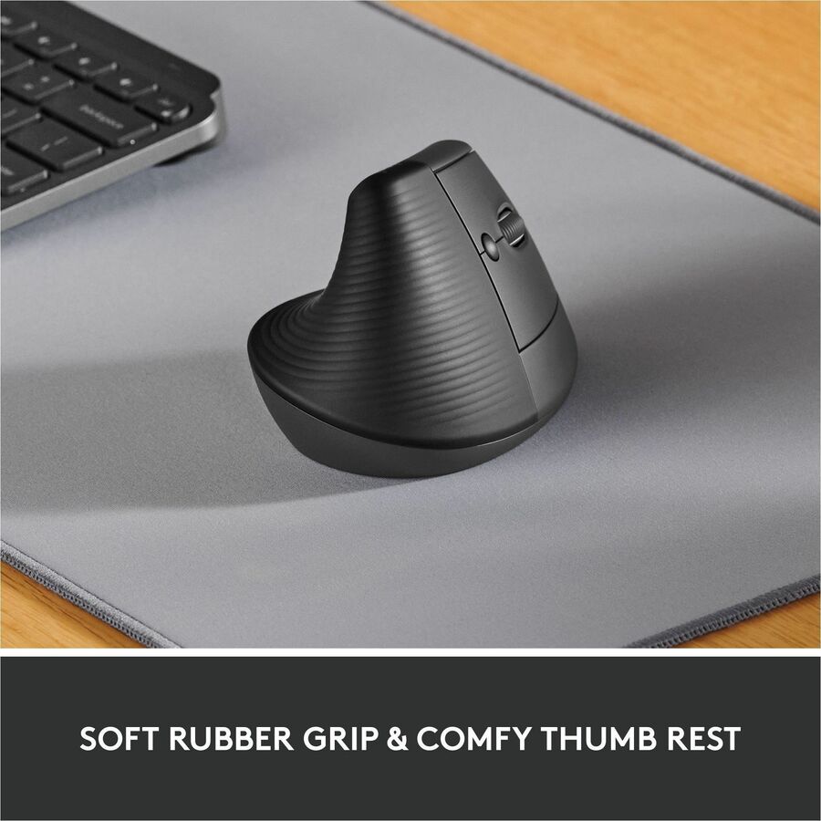 Logitech Lift Vertical Ergonomic Mouse - Wireless Bluetooth & Logi Bolt USB, Quiet Clicks, 6 Buttons, Graphite